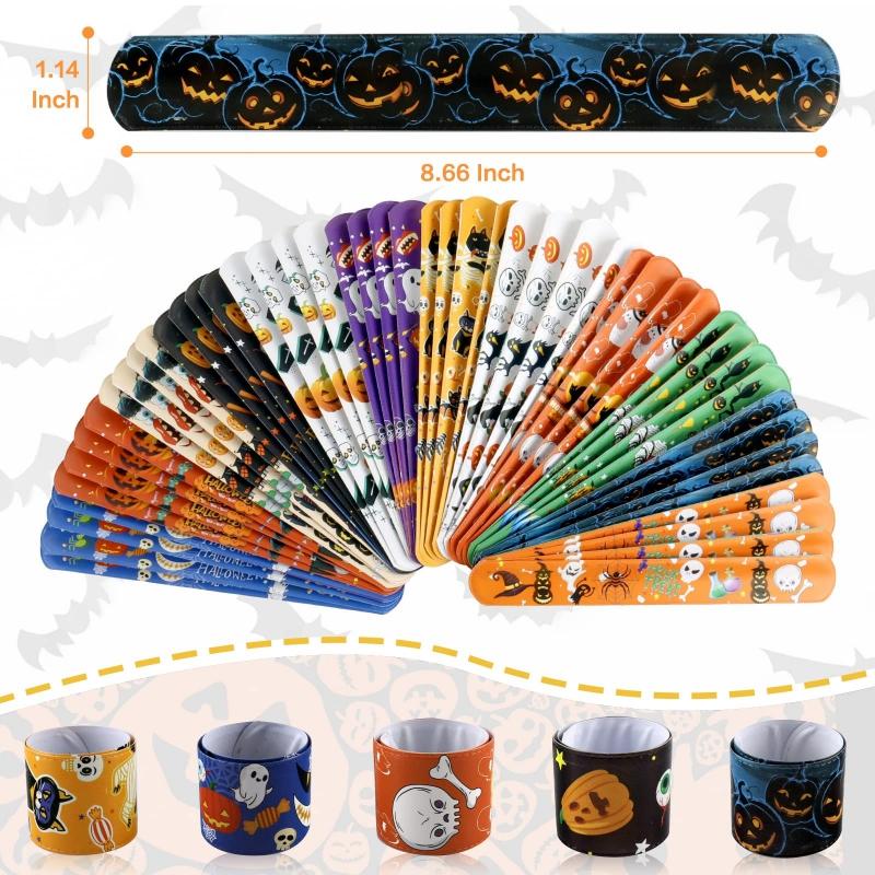 24PCS Halloween Celebration Slap Bracelets Comfortable Wear Wristbands Bracelets for Parties and Night Event Wholesale