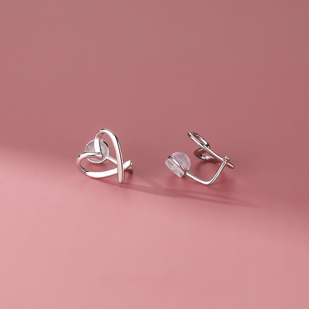 Simple Heart-shaped Line Ear Clip, Cute and Fresh Temperament for Female Students, with No Ear Holes or Small Earrings