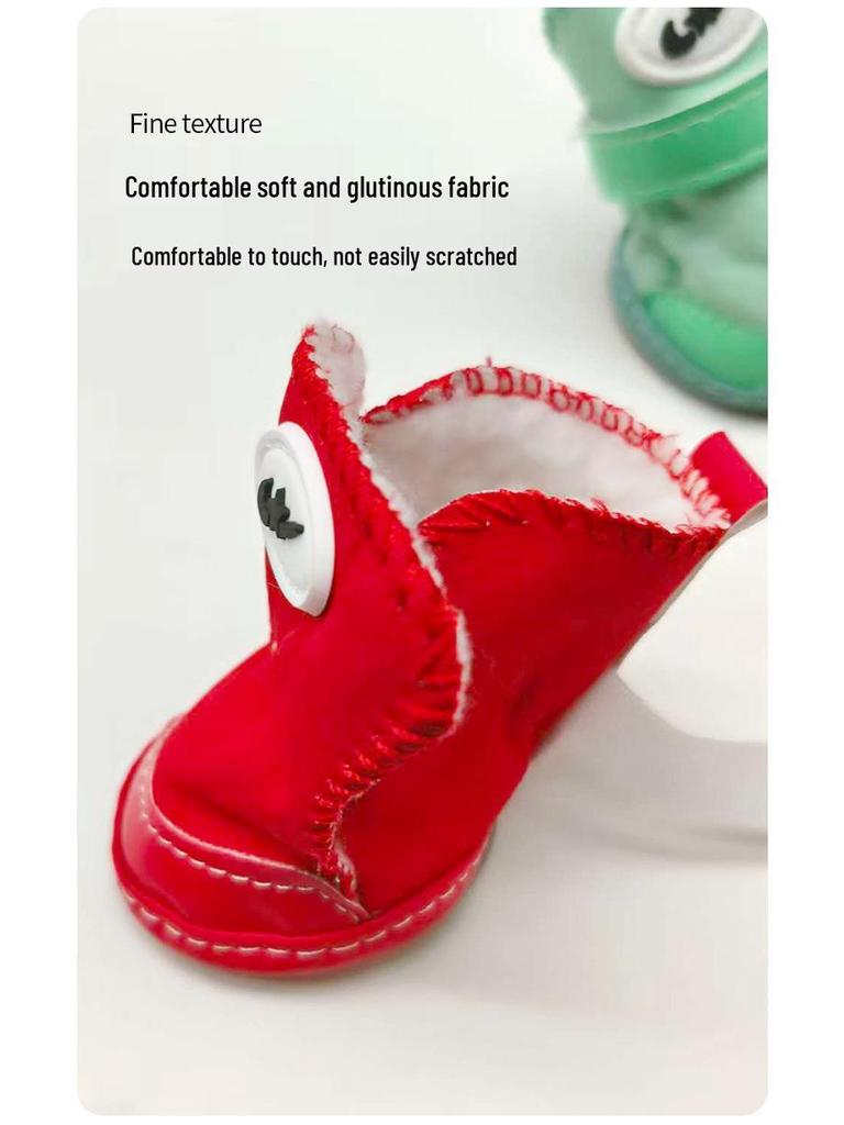 Durable Pet Warm Shoes with Lambswool Lining and Rubber Sole