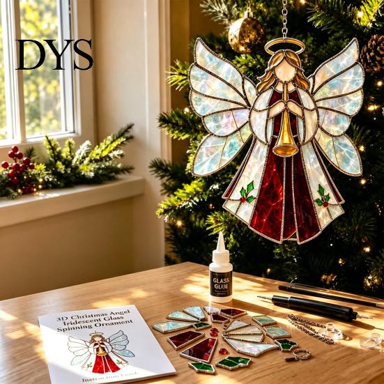 Window Suncatcher DIY Project Christian Kit, Stained Glass Style Religious Sun Catcher, Complete Assembly Set Iridescent Hanging Ornament for