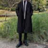 Herren Mittellanger Schwarzer Wollmantel - Verdickter Koreanischer Trenchcoat für Herbst und Winter