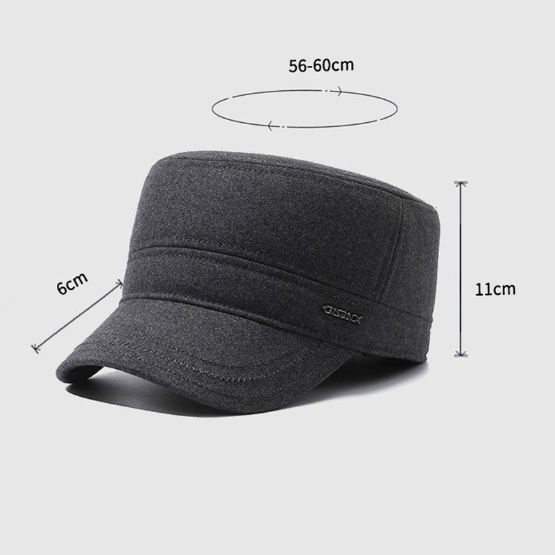 Warm Velvet Flat Top Hat for Middle-Aged and Elderly Men's Ear Protection Coldproof Forward Hat