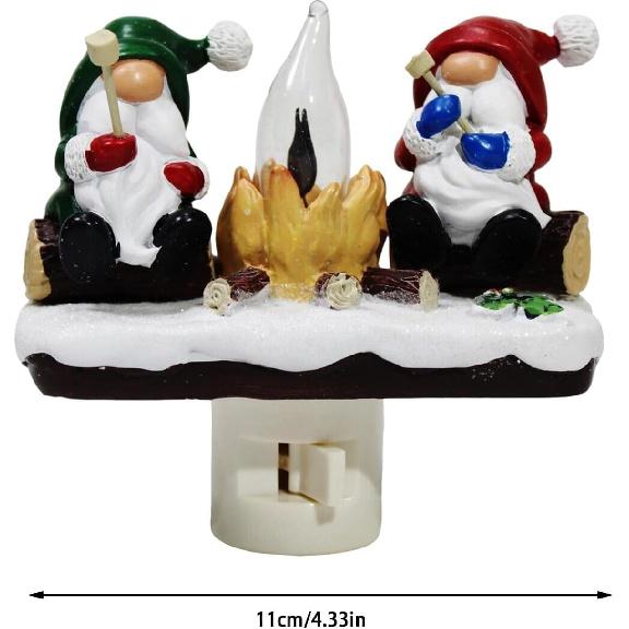 2024 Santa Campfire Flickering Nightlight: 3D Stereo Christmas Eve Lights flameless Candles with fire Marshmallows Designed for Festive ambience