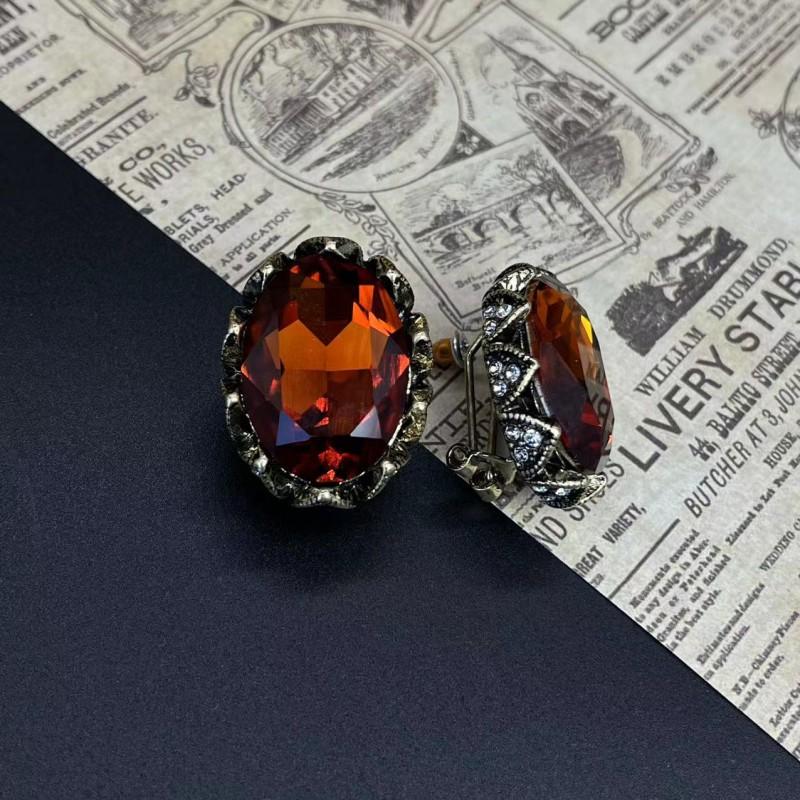 Vintage Rhinestone Crystal Glass Earrings Art Studded Jewelry