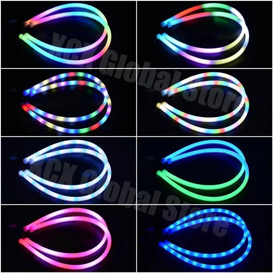 Symphony DRL Car LED Daytime Running Light APP Control Flexible RGB Flowing Turn Signal Strip Headlight Decorative Lamp 12V 24V