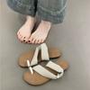 Set of Toe Flat-bottomed Slippers for Women To Wear 2025 Summer New Korean Version of French Fairy with Skirt with Cool Slippers