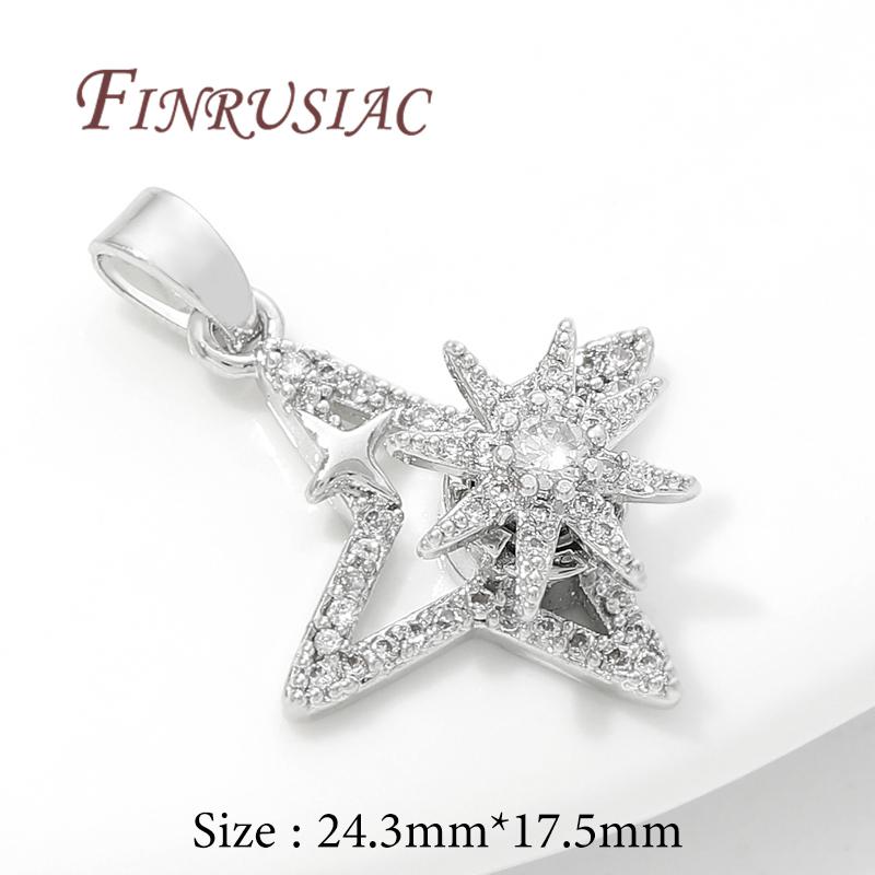 Fashion Crystal Zircon Charms For Necklace 18K Gold Plated Star/Flowers Pendants Accessories DIY Jewelry Making Supplies