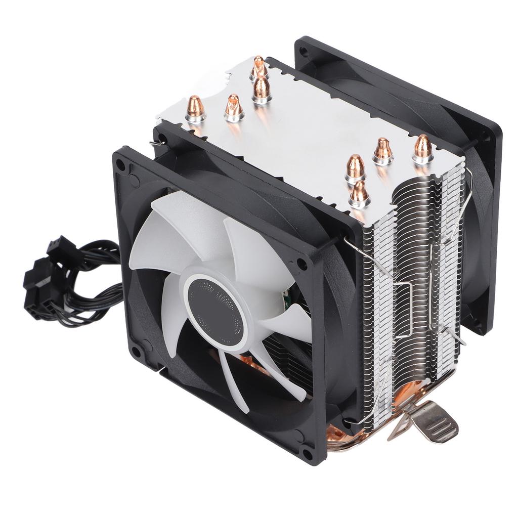 Computer Cpu Cooling Fans RGB 90mm 3pin 4 Heatpipes Noiseless Operation Plug and Play CPU FanDual Fan