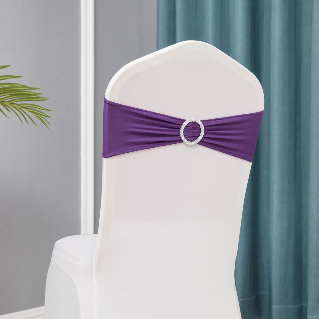 Chair Sashes Bows Wedding Lycra Chair Spandex Bands Stretch With Buckle For Chair Covers Decoration Party Dinner Banquet