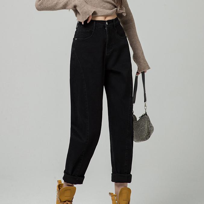 

DIMANAF 2025 Весна Женские Эластичные Джинсы Плюс Размер Брюки Базовые Брюки С Высокой Талией Синие Черные Длинные Брюки 5XL чёрный