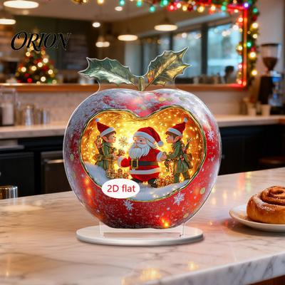Bruchfeste Weihnachtsornamente Apfel-Lutscher 2D Acrylfigurine, Ornament mit Weihnachtsmann Schnee Geschenk für Freunde Szene Innen, Tischdekoration