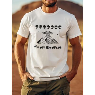 European Sizes Egypt Graphic Tee - Men's Front Printed Short-sleeved T-shirt - Comfortable & Breathable Casual Tops for Summer, Spring & Fall