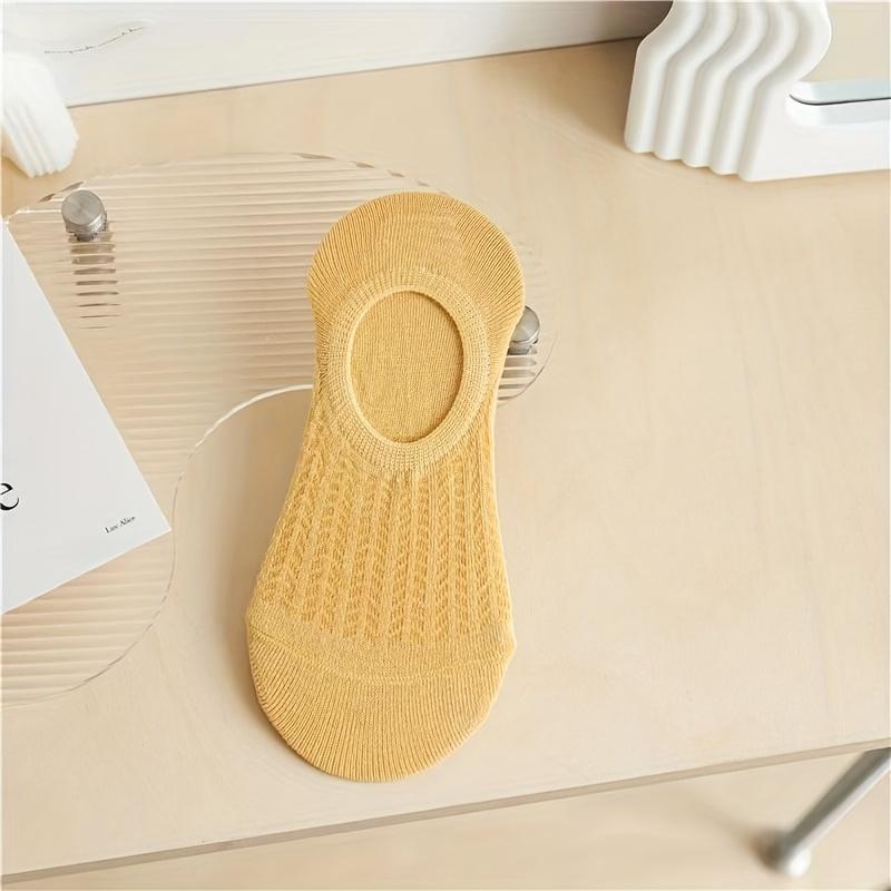Women Invisible Socks Solid Color Knit Breathable Short Socks