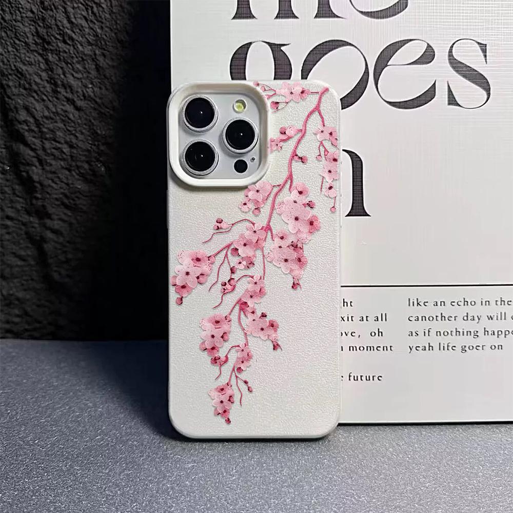 Rosa Pfirsichblüten Silikon Handyhülle für iPhone 17 Pro Max Hülle iPhone 16 15 14 13 12 11 17E Pro Max Gummi Schutzhülle