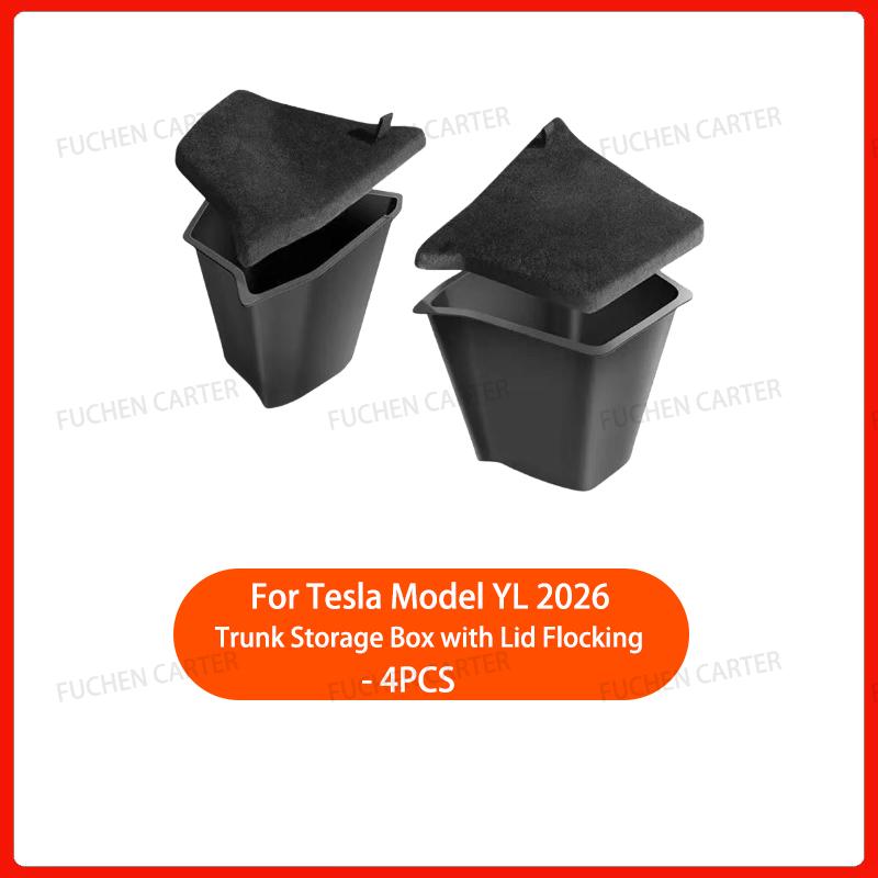 For Tesla Model Y YL Juniper Trunk Organizer Side Storage Box Boot Organizer Flocked TPE Mat Anti-dirty Car Travel Accessories