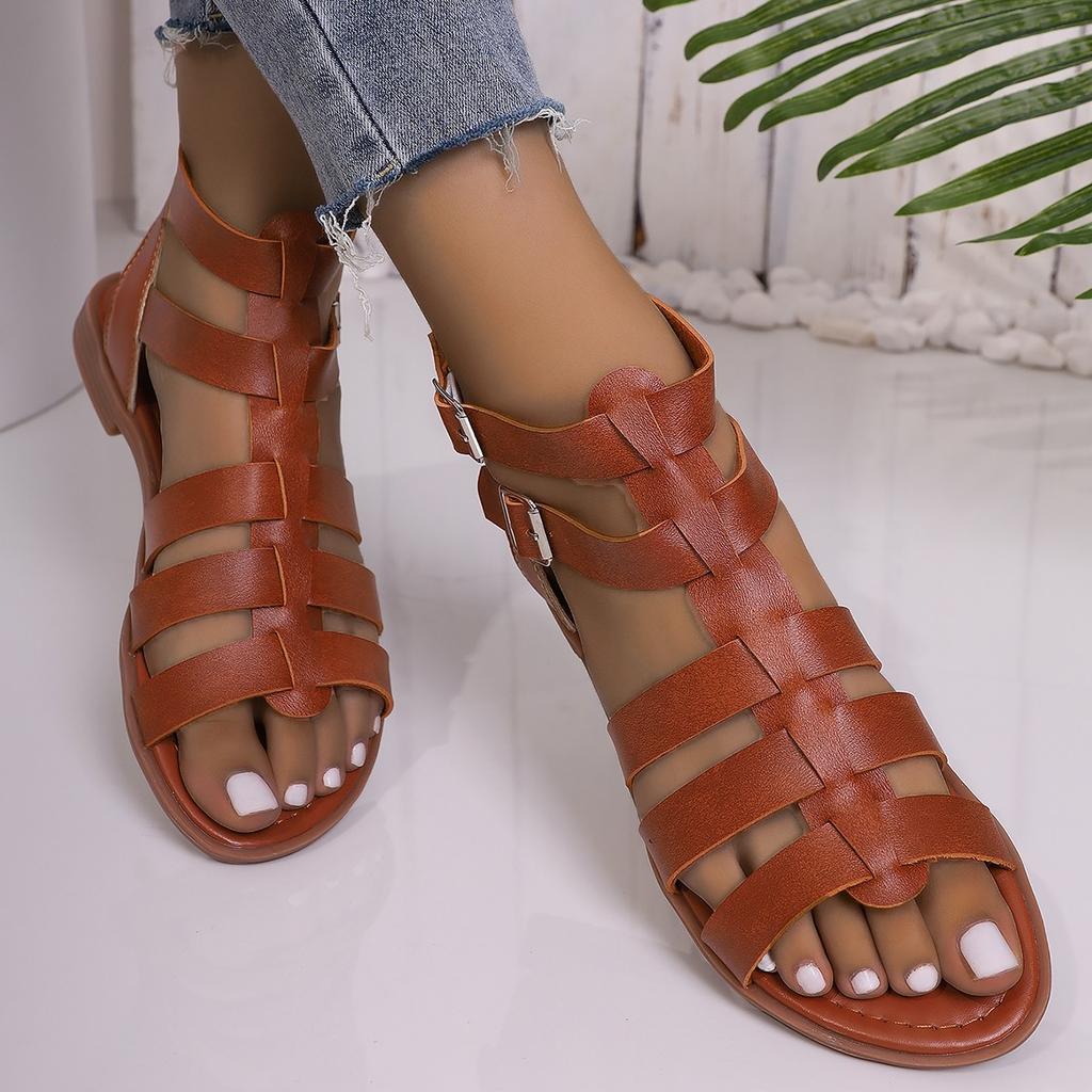 Fashion Luxury Women's Sandals Summer Elegant Woman Shoes with Low Heels Flats Casual Gladiator White Fish Toe Designer Sandals Flats