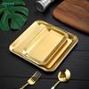 Stainless Steel Serving Trays-Gold & Silver Rectangular/Square Food Plates for Kitchen, Dining & Party (Assorted Sizes)