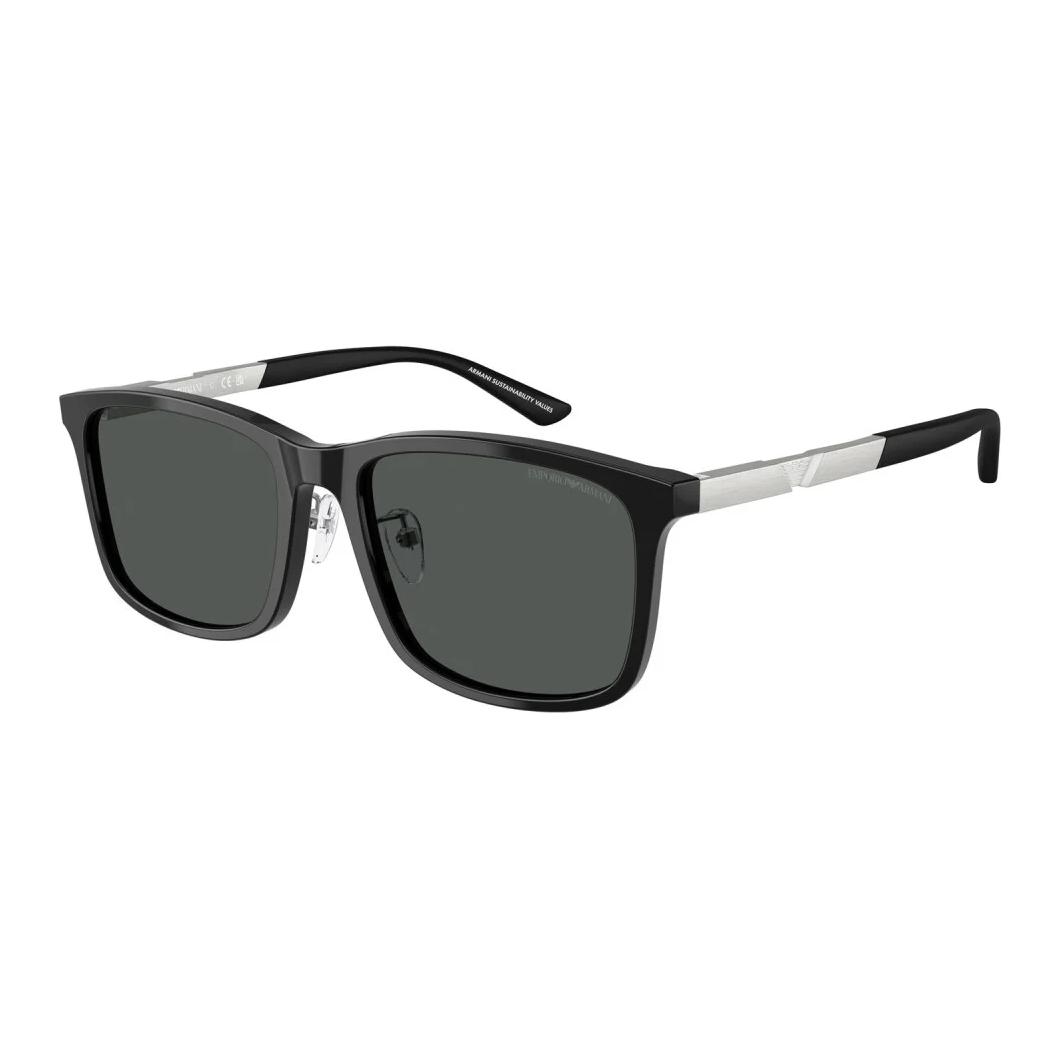 Emporio Armani Full Frame Square Sunglasses Men sunglasses Black EA4241D501787 57,Black Glossy
