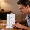 Vertical Type Power Strips 12 Outlets Small Design Outlet Tower for Home and Offices Space Saving Plastic Construction