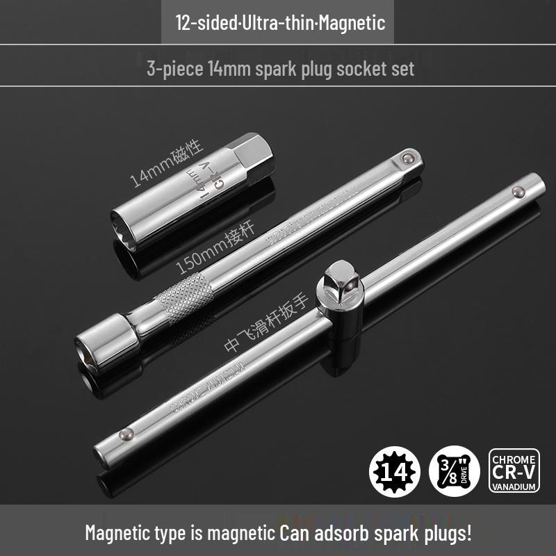 Universal Magnetic Spark Plug Socket Wrench (14/16mm) for Easy Spark Plug Removal and Installation