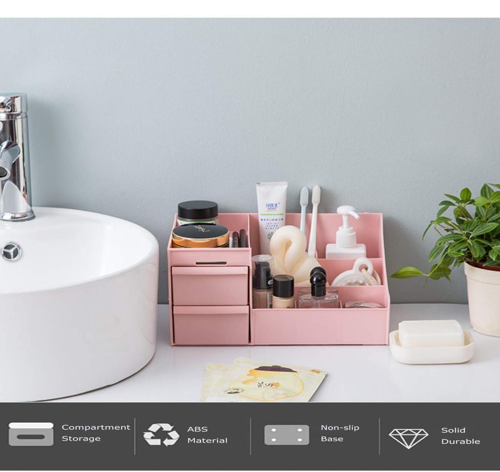 Organizzatore per Trucco per Toeletta Bagno Scrivania Scatola Portaoggetti per Cosmetici con Cassetti per Rossetto, Pennelli, Lozioni, Ombretti