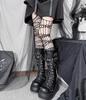 Fashion Motorcycle Boots Platform Boots for Women Wedges Knee High Black Lace Up Fashion Goth Gothic Boots Punk Shoes Girls Winter
