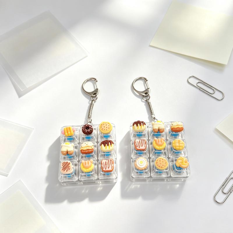 Mini 9 Keys Mechanical Keyboard Keychain Bag Pendant No Light Clicky Fidget Clicker Stress Relief Toy for Adults Teens