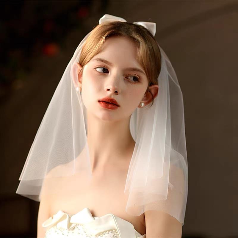 

WTEMPO 1PC Wedding Bride s White Bow Headwear High-end Elegant Wedding Dress Headwear Wedding Look 1pc