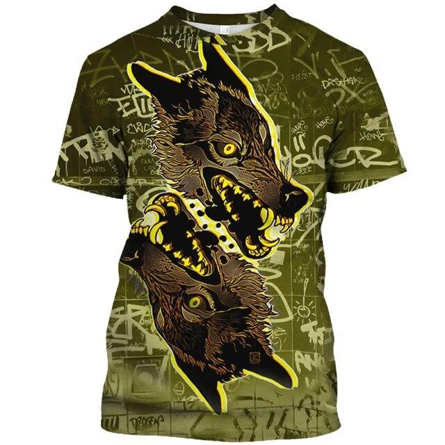 Herren-Kurzarm-T-Shirt mit Rundhalsausschnitt, übergroße, lockere Freizeitkleidung, 3D, Drachenmuster, im Sommer