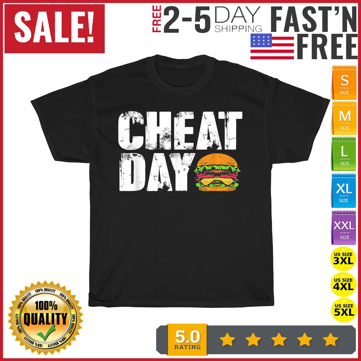 Funny Fast Food Hamburger Cheeseburger Cheat Day Vintage T Shirt Mens Womens Tees Top Men Women NEW 4XL
