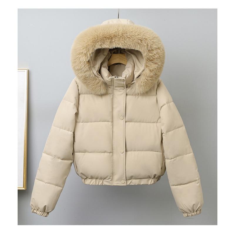 Women S Short Winter Thick Cotton Puffer Jacket With Fur Collar
