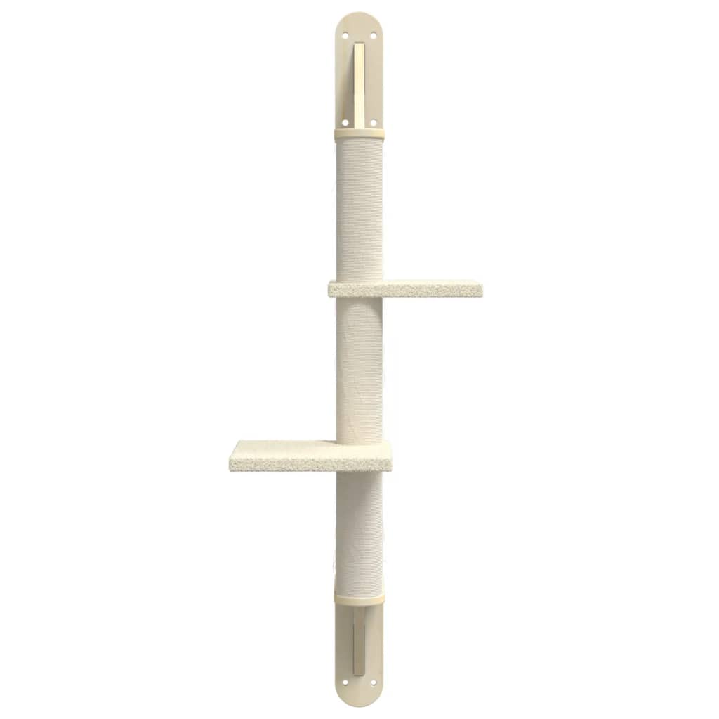 Wall Mounted Cat Tree with Scratching Post in Cream 108 cm