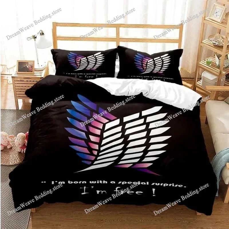 A-Attack O-On T-Titans Duvet Cover Anime Cartoon Bedding Set Boys Girls Bedroom Decoration Kids Gift Single Double Size Luxury Gift