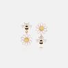 JUDY AND PAUL Flea Honeybee and Flower Unbalanced Earrings