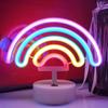 3D Acrylic Desktop Rainbow Night Light with Base Rainbow-shaped Neon Light  Holiday Decoration