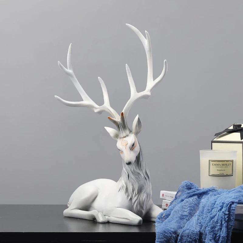 2025 New Deer Decoration Reindeer Ornaments Resin ELK Sculpture For Living Room Luxury Nordic Home Decor Sculptures Figurines