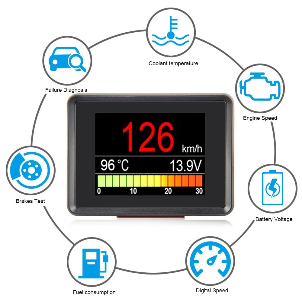 OBD2 On-board Computer Car Head Up Display HUD Digital Speedometer Trip Display Speed Fuel Consumption Temperature Gauge Alarm