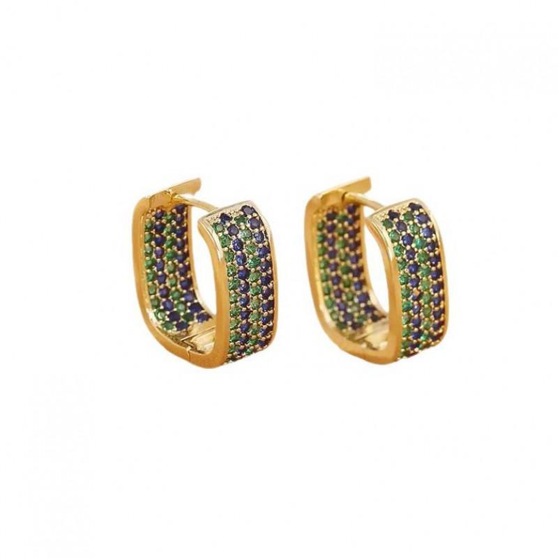 Luxury Geometric Zircon Ear Buckles Needle Fashion Earrings Women