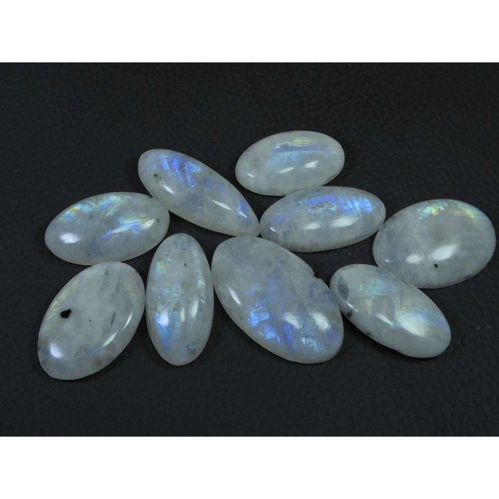 29-33MM Natural Rainbow Moonstone Oval Cabochon Loose Gemstone 09Pcs Lot C-530