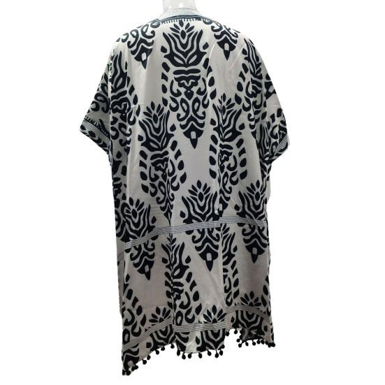 Tassle Ball Güneş Koruma Mayo Hırka Kadın Boho Yarım Kollu Baskılı Plaj Cover Up