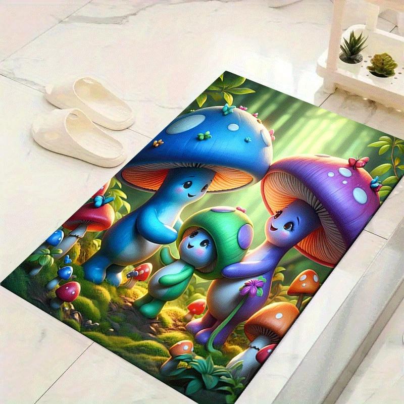 

1pc Mushroom Family Design Area Rug - Soft, Anti-Slip, and Durable Gaming Room Decor for Bedroom 60cm by 90cm