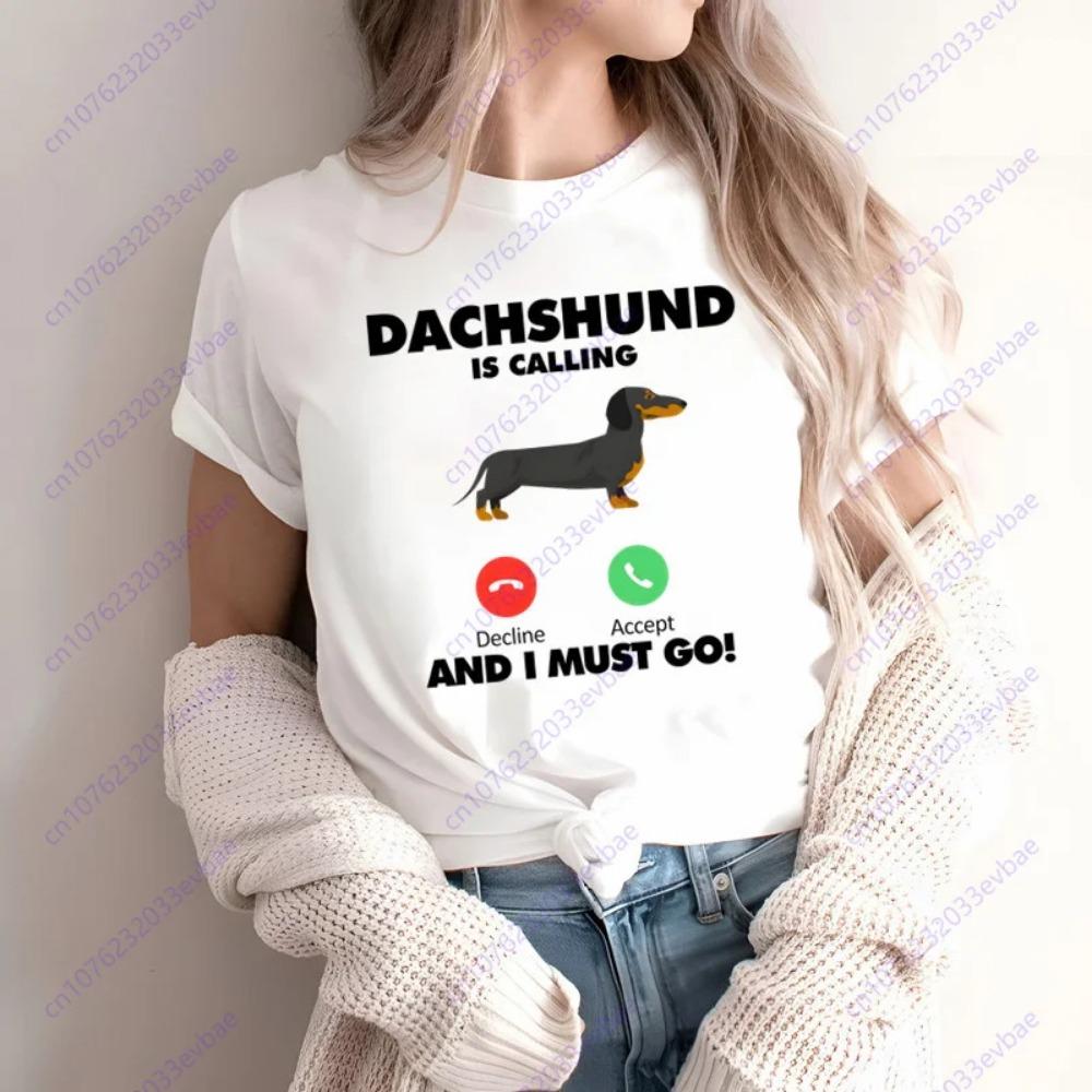 Dachshund Teckel Funny Cute Dog Animal T-Shirt Women Short Sleeve Summer Fashion Tshirt Casual Fashion Tee Shirt O-Neck Tops