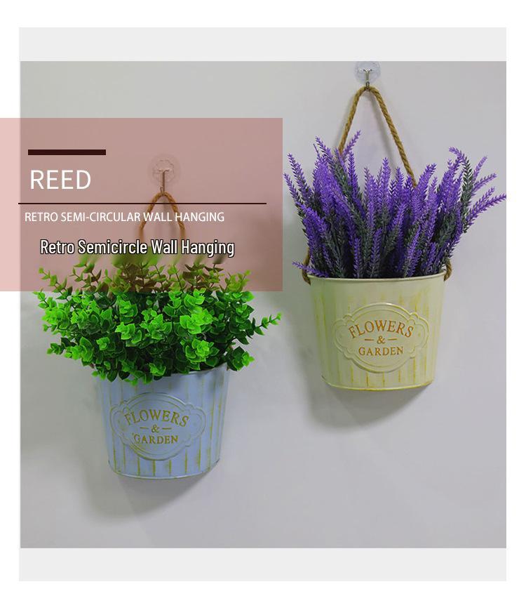 Retro Wrought Iron Wall-Mounted Hanging Flower Vase and Basket for Indoor/Outdoor Décor