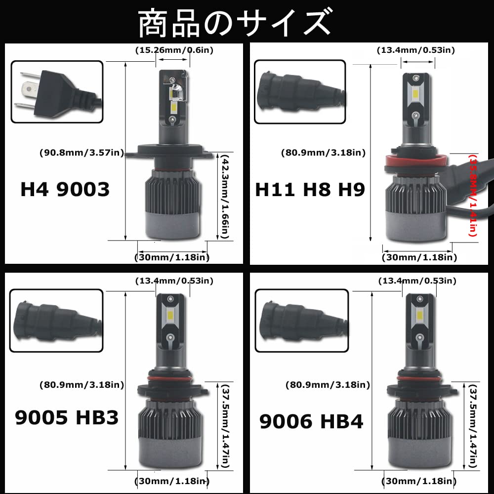 Eseastar H11 H8 H9 LED Headlight, Fog Light, Bulb, Explosion, Instant Activation, Optical Axis