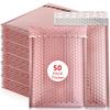 50 Stück Versandverpackung Roségold Holografisch Kleine Unternehmen Zubehör Metall Luftpolsterversandtaschen Umschlag Versand Büro Schule
