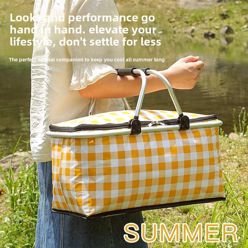 Outdoor Large Capacity Picnic Bag With Thick Aluminum Foil Food Insulation For Camping And Car Travel