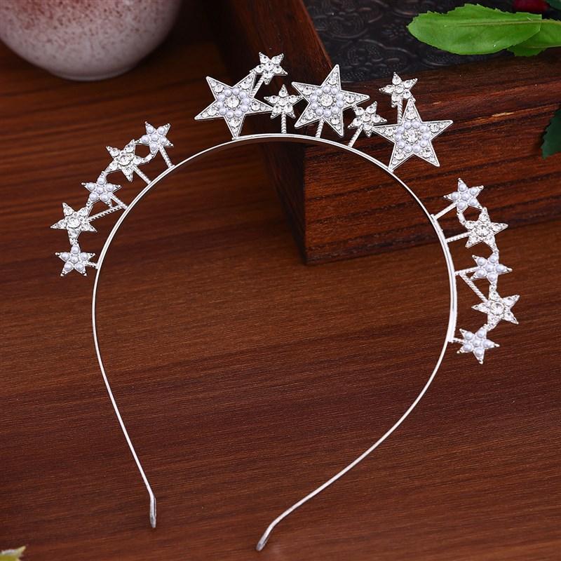 Европейский и американский стиль Вечеринка Стразы Жемчуг Пятиконечная Звезда Ободок Преувеличенный и Уникальный Праздничное Празднование A1