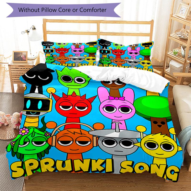 3pcs SPRUNKI3 Design Cover Set - HD Printed Bedding with 1 Cover and 2 Pillowcases - Perfect for Home and Dorm Decor