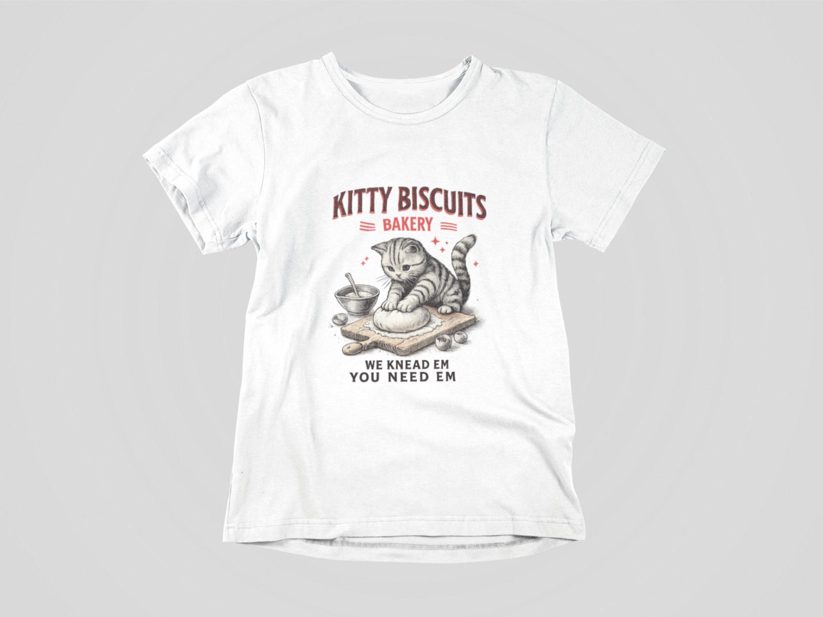 Funny Kitty Biscuits Bakery Tee – Cat Kneading Dough Graphic Shirt, Cute Baker 4XL
