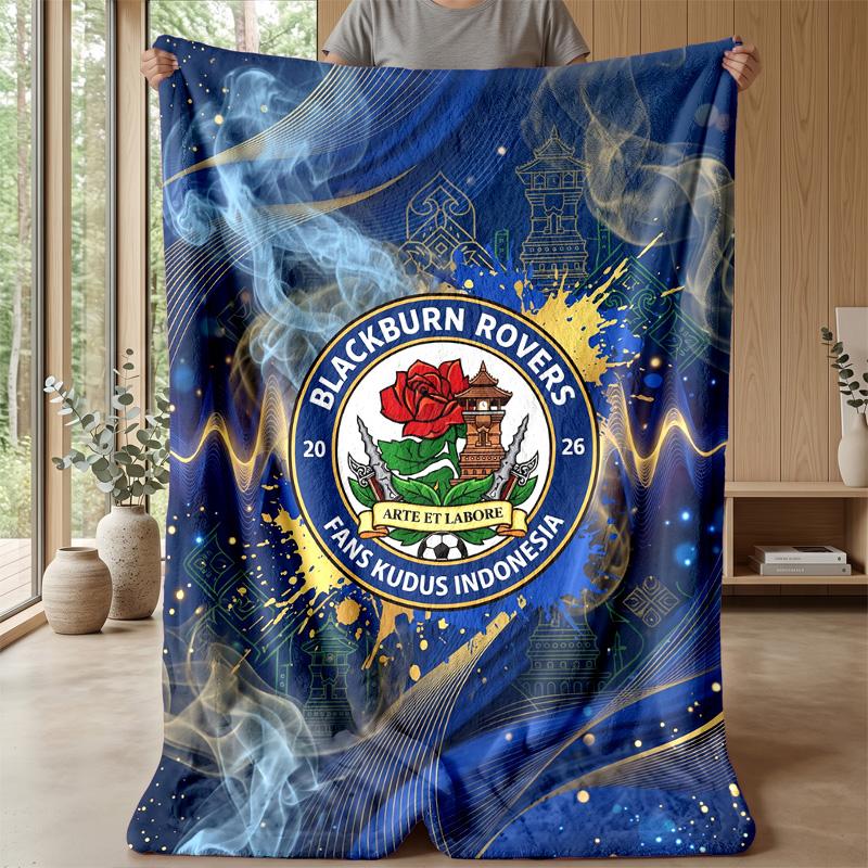 Coperta in Flanella con Stampa Calcio Blackburn Rovers, Coperta Morbida Calda Leggera per Divano Letto Campeggio